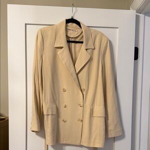 Free People Beige Double-Breasted Blazer